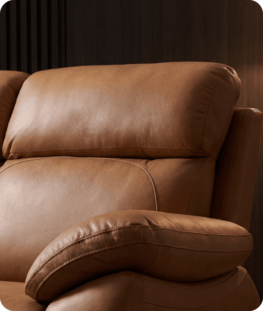 Torino Genuine Leather Caramel Electric Power Recliner 2 Seater Sofa