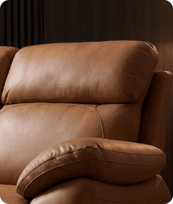 Torino Genuine Leather Caramel Electric Power Recliner 2 Seater Sofa