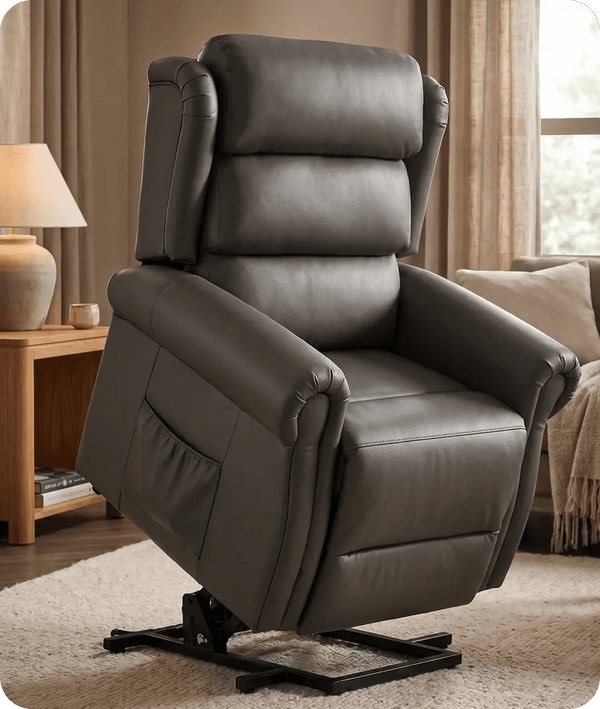 Cambridge Genuine Leather Grey Rise & Recline Mobility Chair