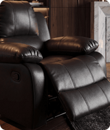 York Black Leather Manual Recliner Armchair