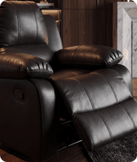 York Black Leather Manual Recliner Armchair