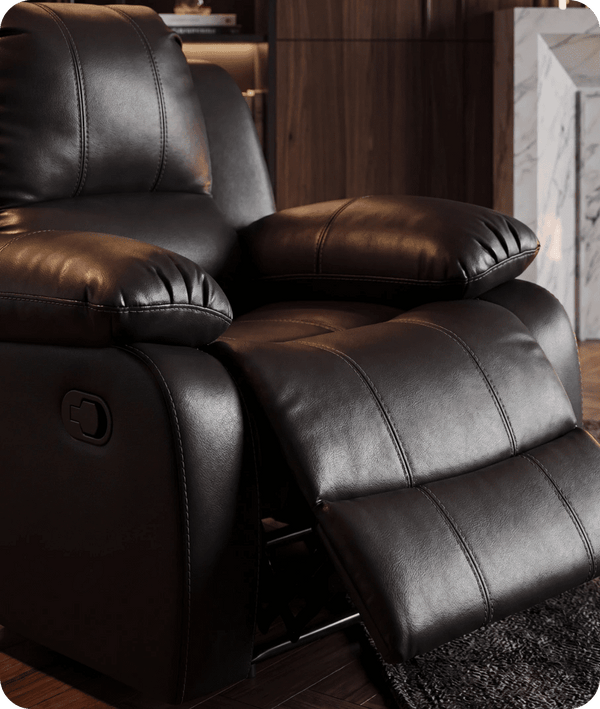 York Black Leather Manual Recliner Armchair