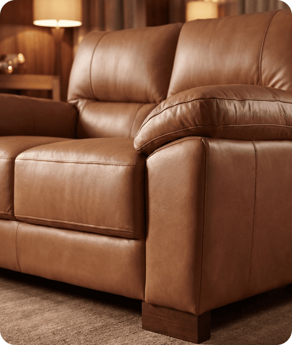 Dalmore Genuine Leather Caramel 2 Seater Sofa