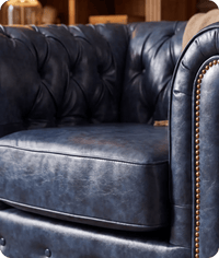 Chesterfield Blue Leather Antique Armchair
