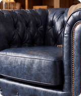 Chesterfield Blue Leather Antique Armchair