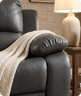 York Grey Leather Manual Recliner Armchair