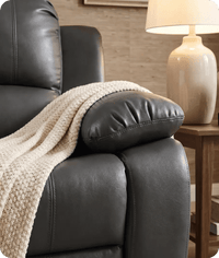 York Grey Leather Manual Recliner Armchair