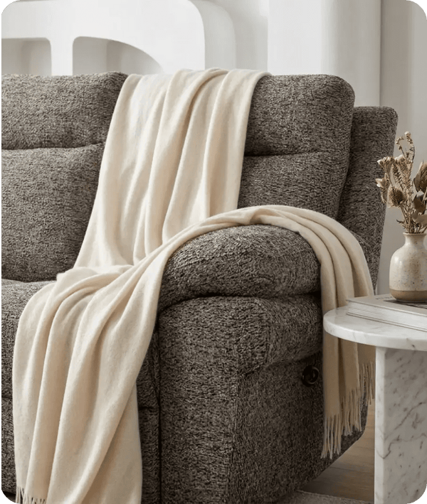 Lunaro Brown Fabric Electric Recliner 2 Seater Sofa