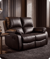 Serano Brown Leather Manual Recliner 2 Seater Sofa