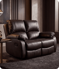 Serano Brown Leather Manual Recliner 2 Seater Sofa