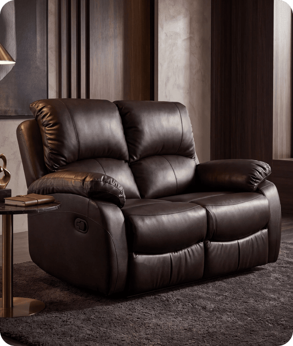 Serano Brown Leather Manual Recliner 2 Seater Sofa