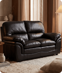 Florence Black Leather 2 Seater Sofa