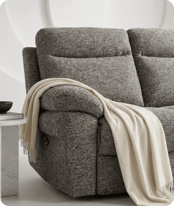 Lunaro Brown Fabric Electric Recliner 3 Seater Sofa