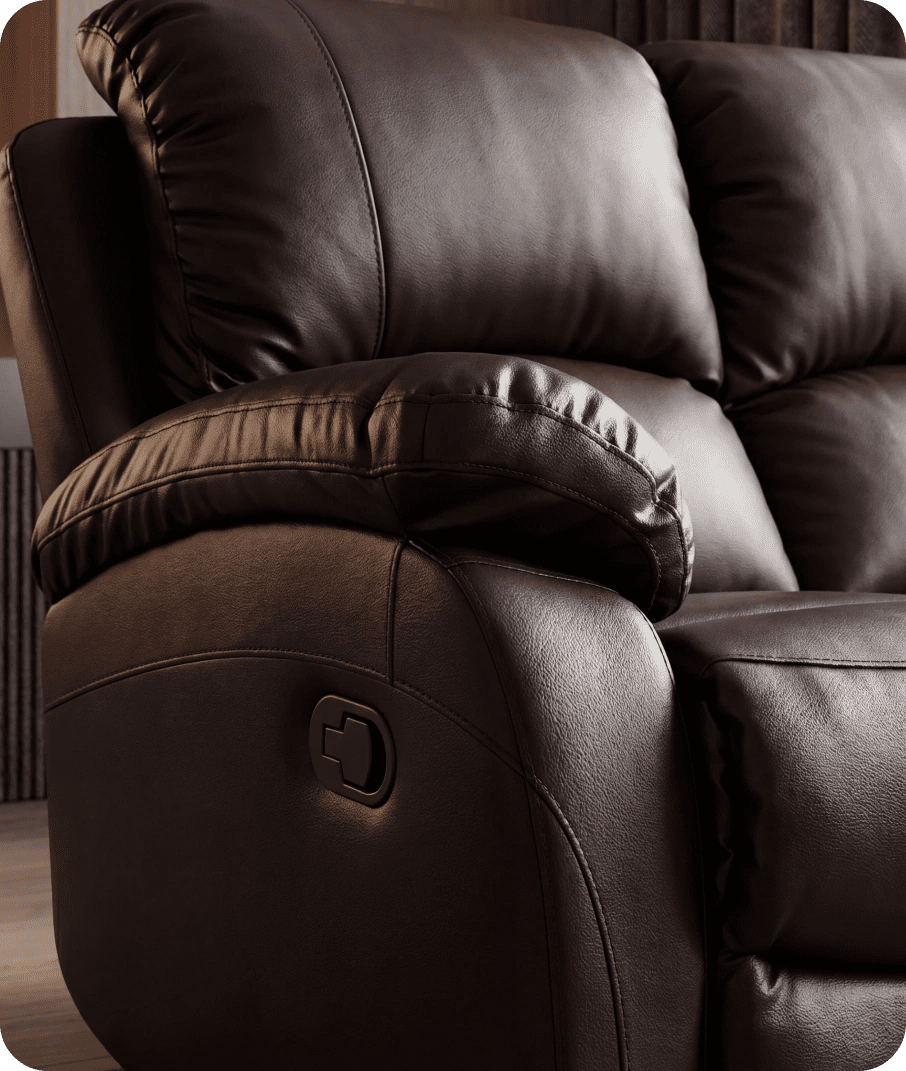 Serano Brown Leather Manual Recliner 2 Seater Sofa