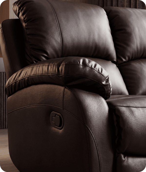 Serano Brown Leather Manual Recliner 2 Seater Sofa