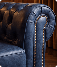 Chesterfield Blue Leather Antique 2 Seater Sofa