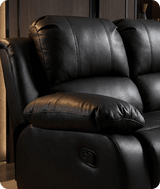 York Black Leather 2 Seater Manual Recliner Sofa
