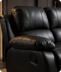 York Black Leather 2 Seater Manual Recliner Sofa