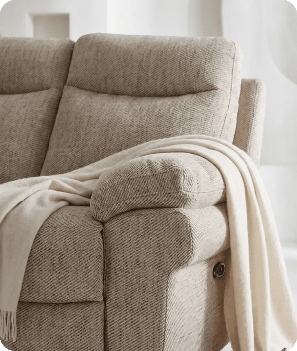 Lunaro Beige Fabric Electric Recliner 2 Seater Sofa