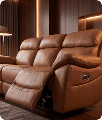 Torino Genuine Leather Caramel Electric Power Recliner 3 Seater Sofa