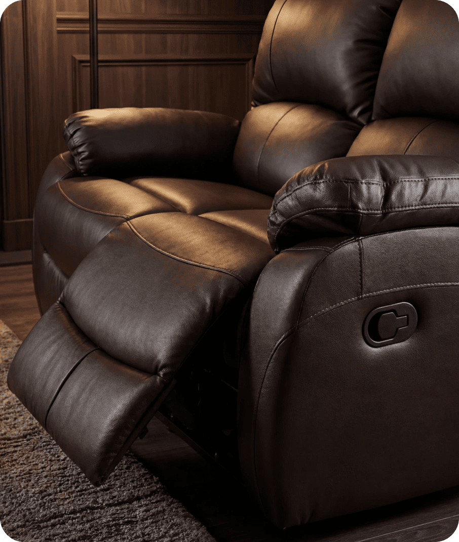 Serano Brown Leather Manual Recliner 2 Seater Sofa