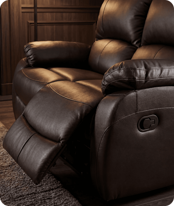 Serano Brown Leather Manual Recliner 2 Seater Sofa