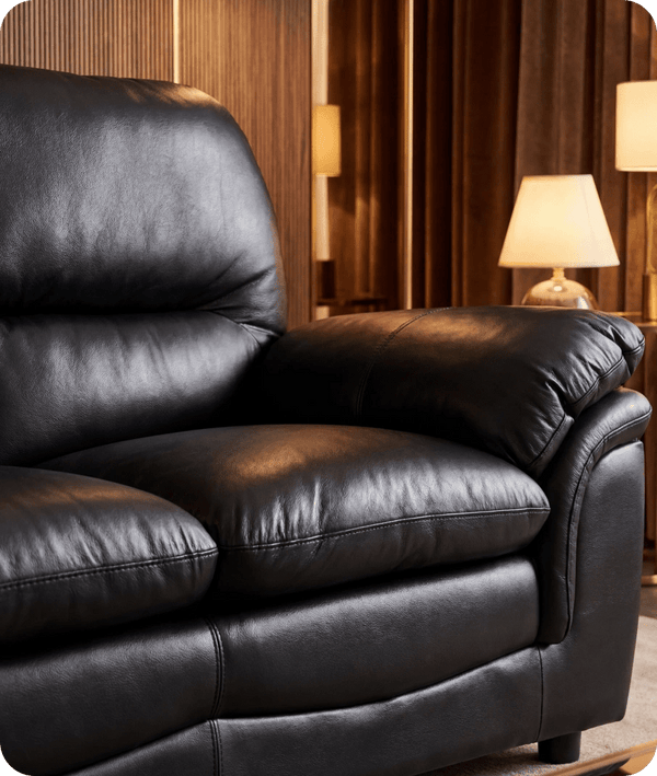 Florence Black Leather 2 Seater Sofa