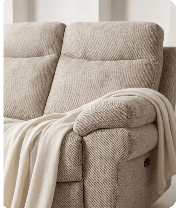 Lunaro Beige Fabric Electric Recliner 3 Seater Sofa