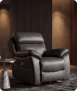 Torino Genuine Leather Grey Electric Power Recliner Armchair