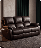 Serano Brown Leather Manual Recliner 3 Seater Sofa