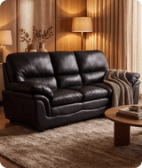Florence Black Leather 3 Seater Sofa