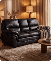 Florence Black Leather 3 Seater Sofa
