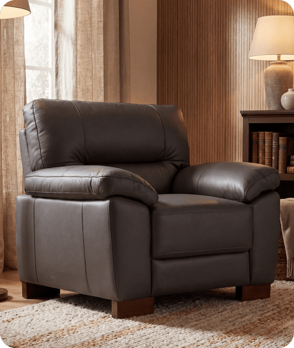 Dalmore Genuine Leather Grey Armchair