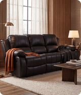 York Black Leather 3 Seater Manual Recliner Sofa