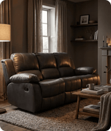 York Grey Leather 3 Seater Manual Recliner Sofa