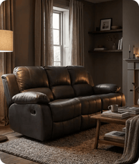 York Grey Leather 3 Seater Manual Recliner Sofa