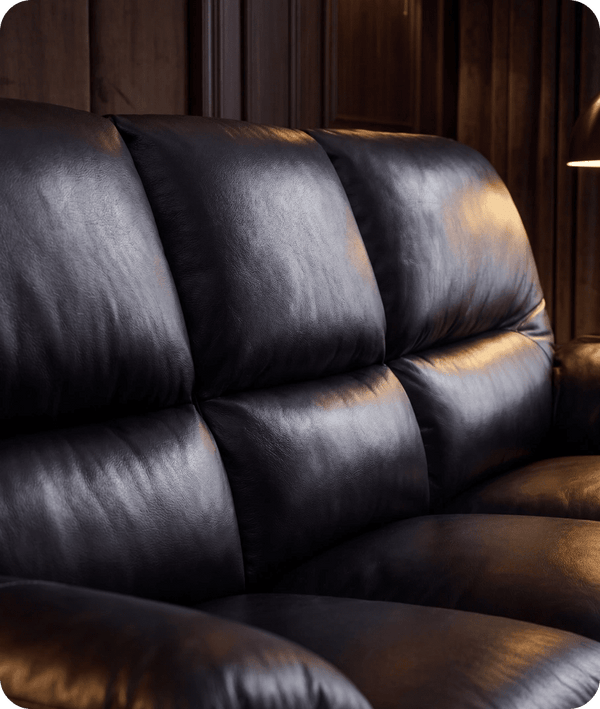 Florence Black Leather 3 Seater Sofa