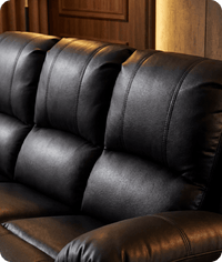 York Black Leather 3 Seater Manual Recliner Sofa