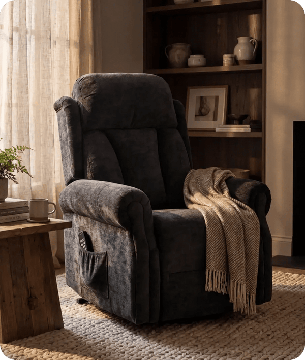 Derby Black Fabric Rise & Recline Mobility Chair