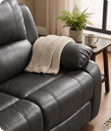 York Grey Leather 3 Seater Manual Recliner Sofa