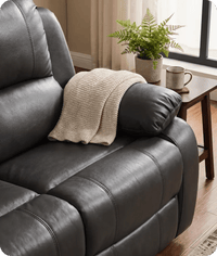 York Grey Leather 3 Seater Manual Recliner Sofa