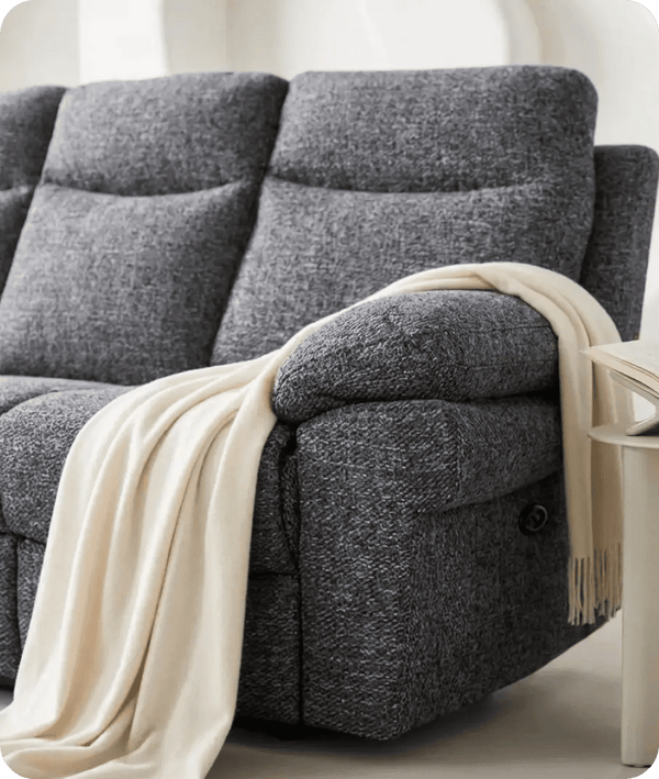 Lunaro Grey Fabric Electric Recliner 3 Seater Sofa