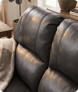 York Grey Leather 3 Seater Manual Recliner Sofa