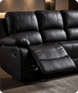 York Black Leather 3 Seater Manual Recliner Sofa