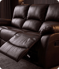 Serano Brown Leather Manual Recliner 3 Seater Sofa