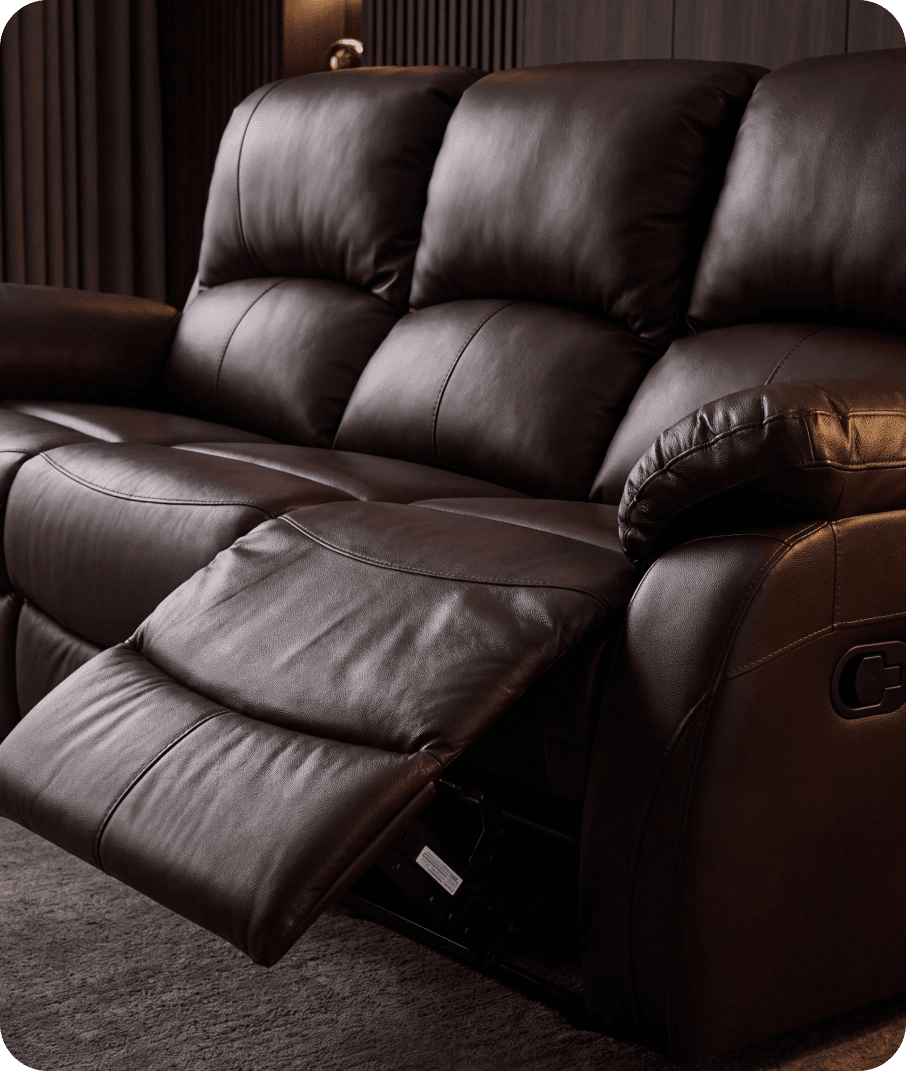 Serano Brown Leather Manual Recliner 3 Seater Sofa