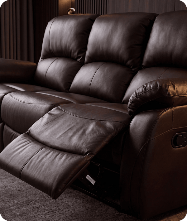 Serano Brown Leather Manual Recliner 3 Seater Sofa