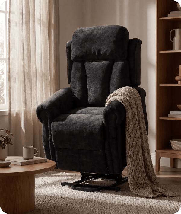 Derby Black Fabric Rise & Recline Mobility Chair