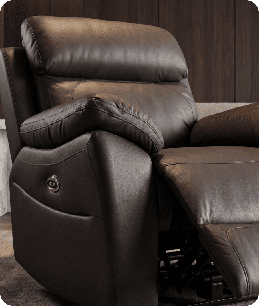 Torino Genuine Leather Grey Electric Power Recliner Armchair