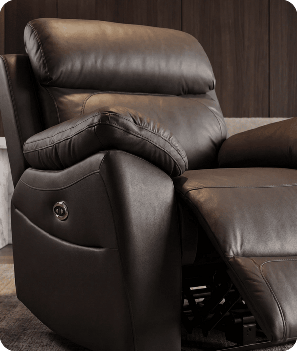 Torino Genuine Leather Grey Electric Power Recliner Armchair